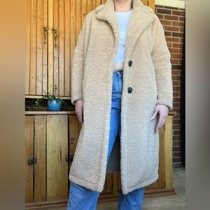 Zara Long Teddy Coat.  Size Medium